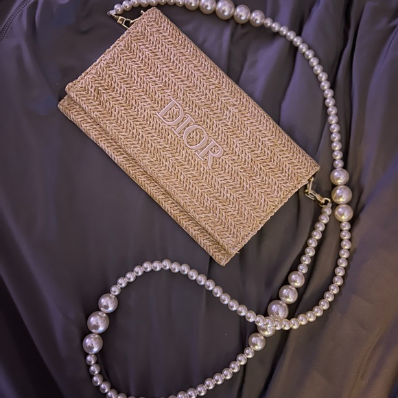 Dior clutch New and authentic with pearls strap added. - Picture 1 of 5